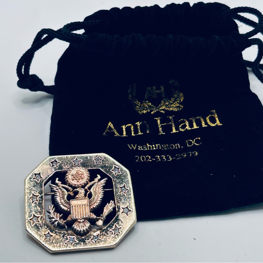 Ann Hand Congressional Golden Eagle and Stars Political Brooch Pendant Combo - Picture 2 of 11